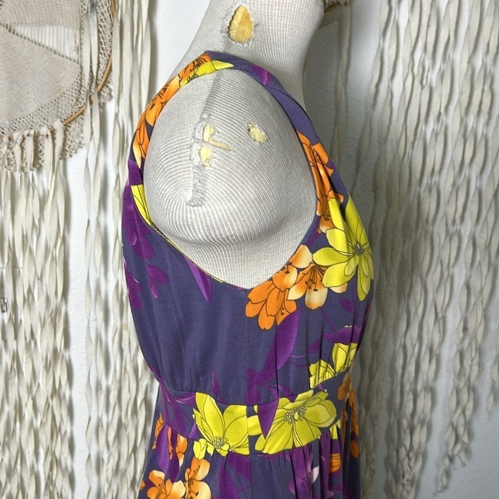 Garnet Hill Twist Strap Purple Floral Maxi Dress Size Small - Picture 4 of 11